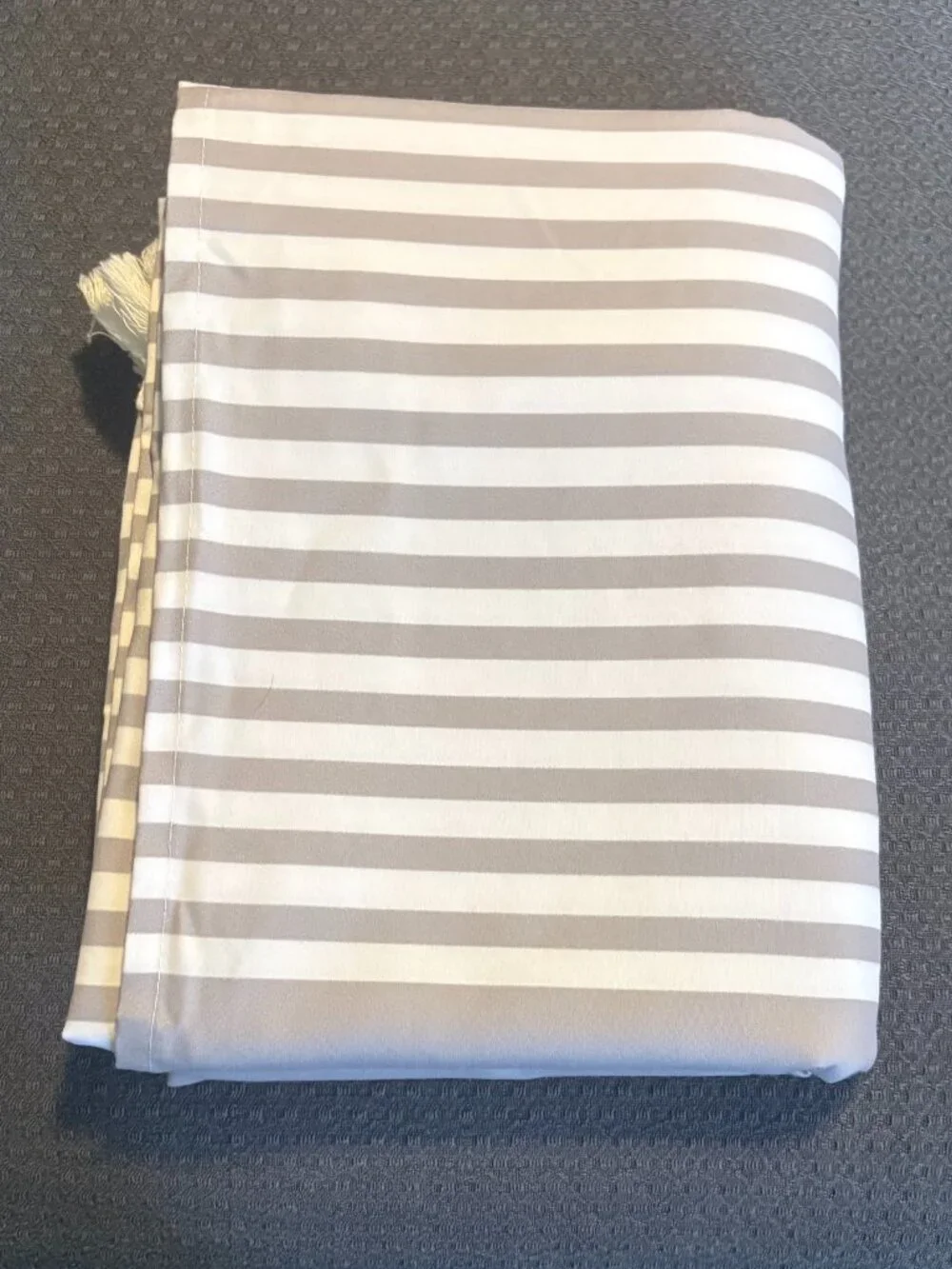 New gray and white fabric tassel shower curtain 72